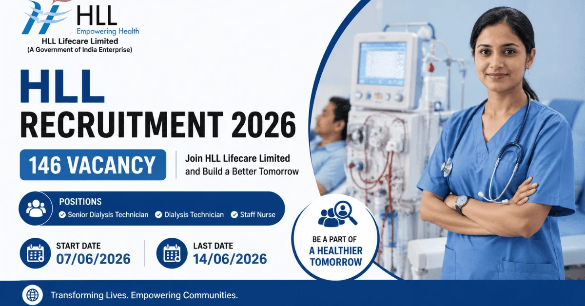 HLL Recruitment 2026: 146 Dialysis Tech, Nurse & More Posts